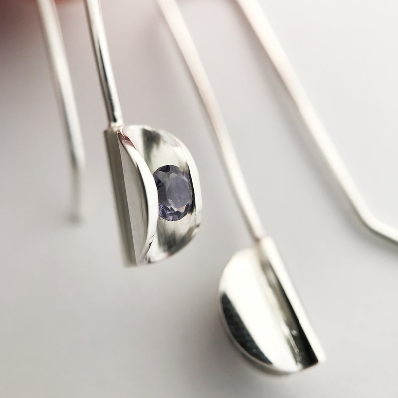 Iolite silver drop earrings