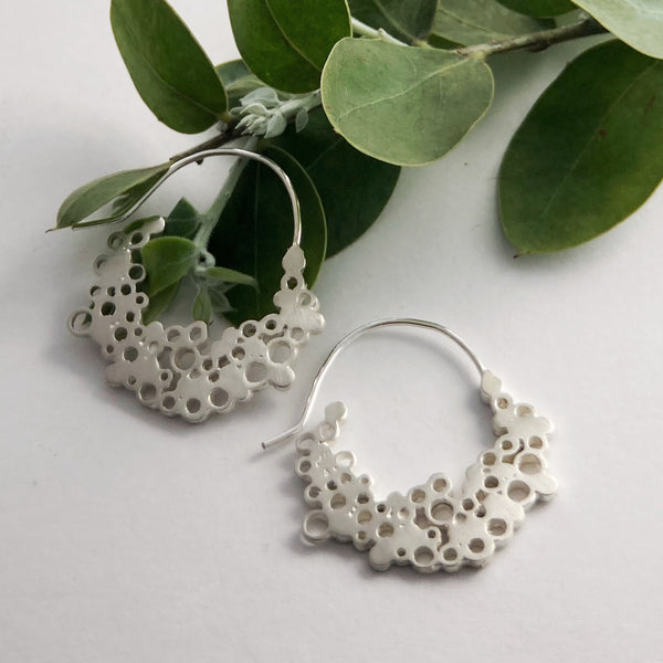 Large Holly Moon Silver Hoops