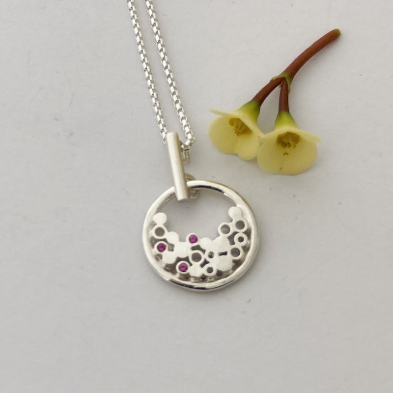 New Moon bar necklace with pink Sapphires