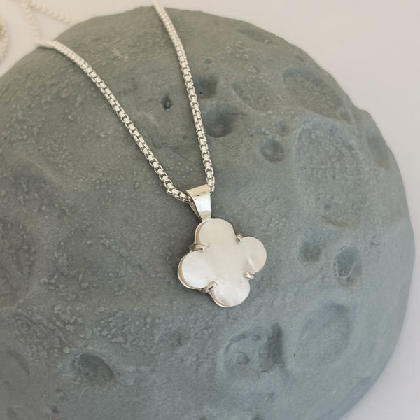 Flower Mother Of Pearl Sterling Silver Necklace