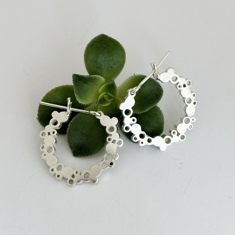 Medium Halo Sterling Silver Hoops