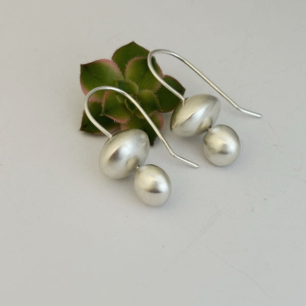 Pebble Silver Drop Earrings