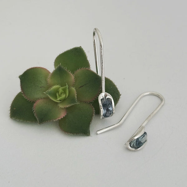 Australian sapphire silver drop earrings