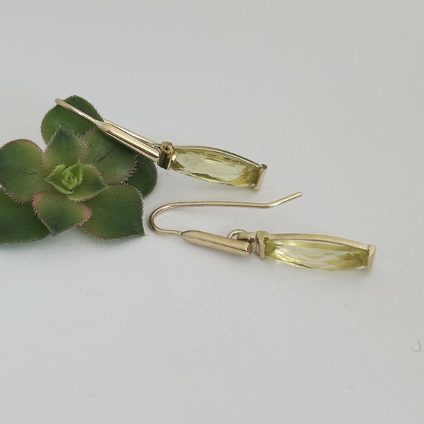 Yellow Citrin Gold drop earrings