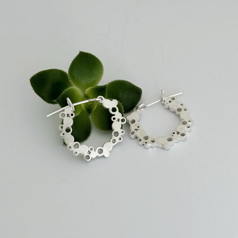 Small Halo Sterling Silver Hoops