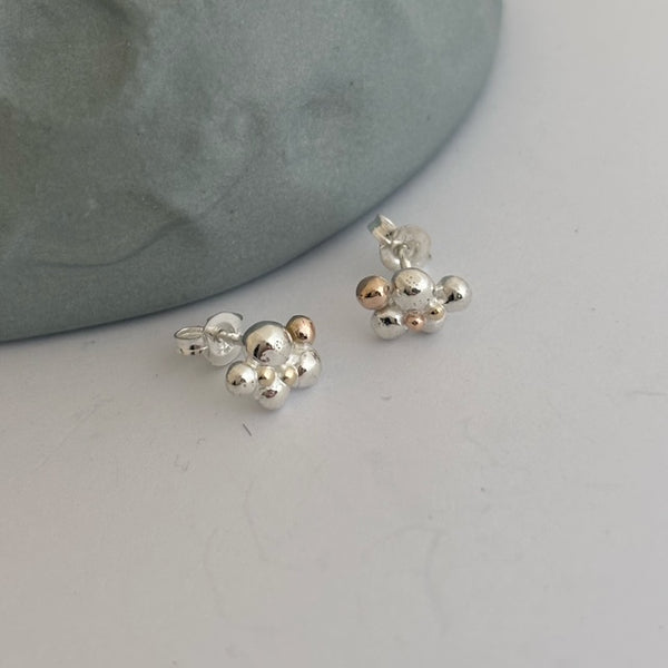 Lots of bubbles silver and gold Studs