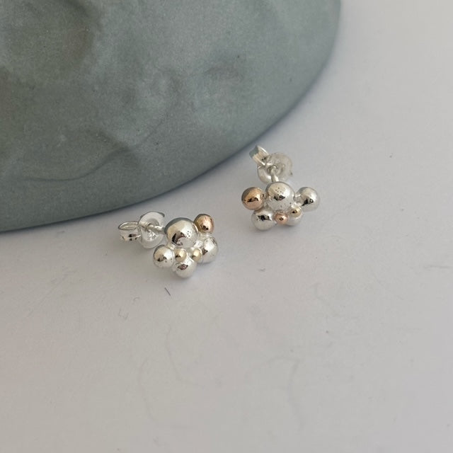 Lots of bubbles silver and gold Studs