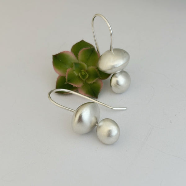 Pebble Silver Drop Earrings