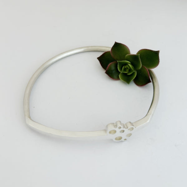 Curved Bubble top sterling silver bangle