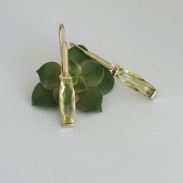 Yellow Citrin Gold drop earrings