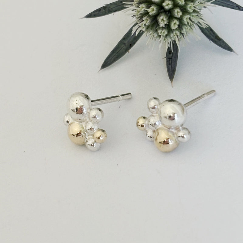 Lots of bubbles silver and gold Studs