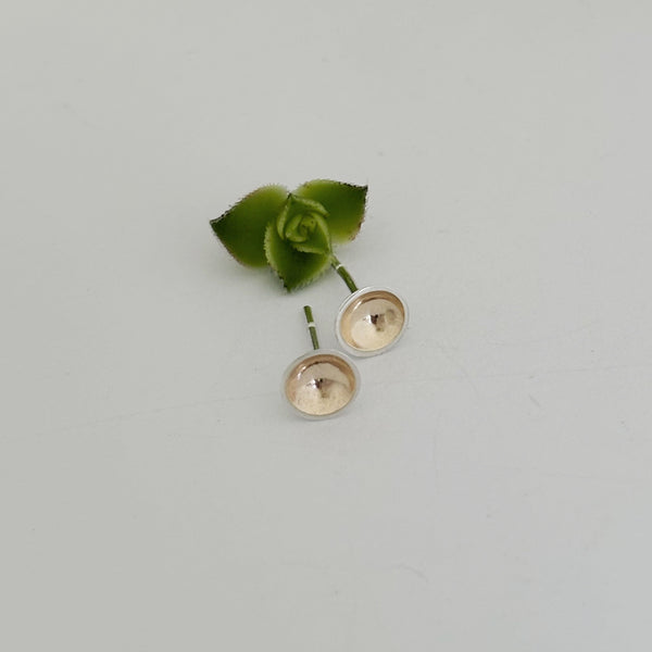 Silver and yellow gold moon dip studs