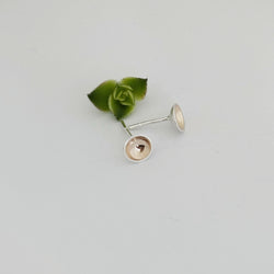 Silver and yellow gold moon dip studs