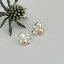 Lots of bubbles silver and gold Studs