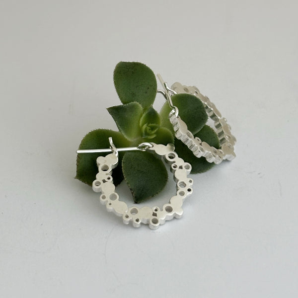 Small Halo Sterling Silver Hoops