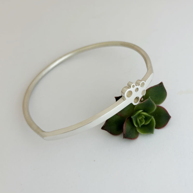 Curved Bubble top sterling silver bangle