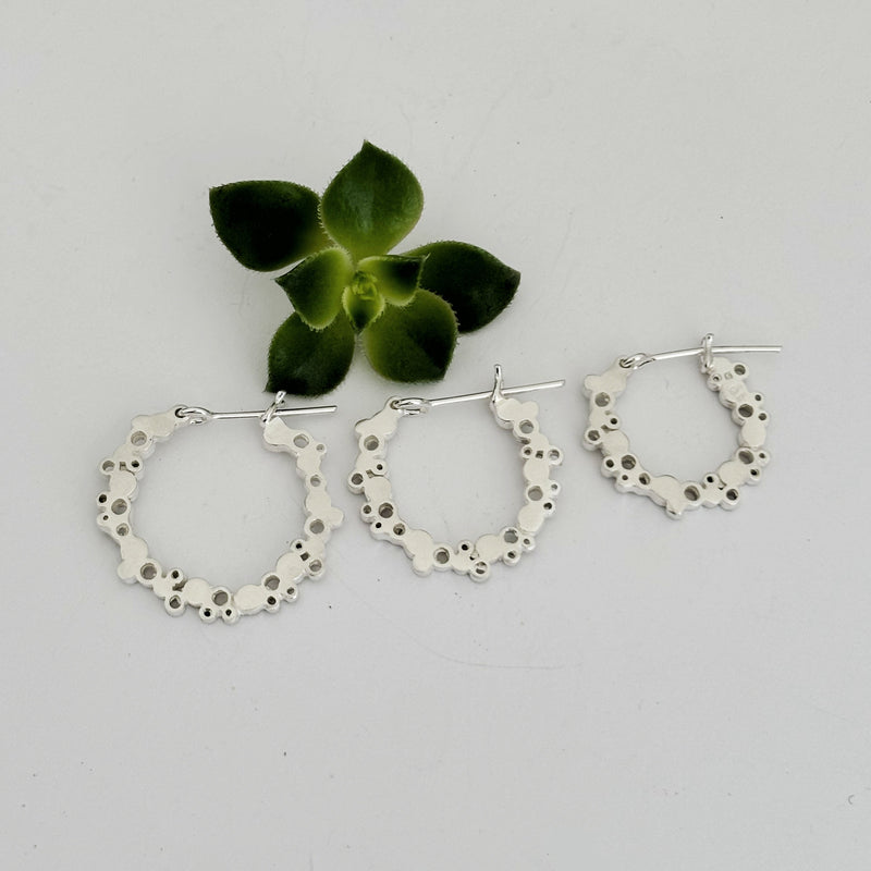 Small Halo Sterling Silver Hoops