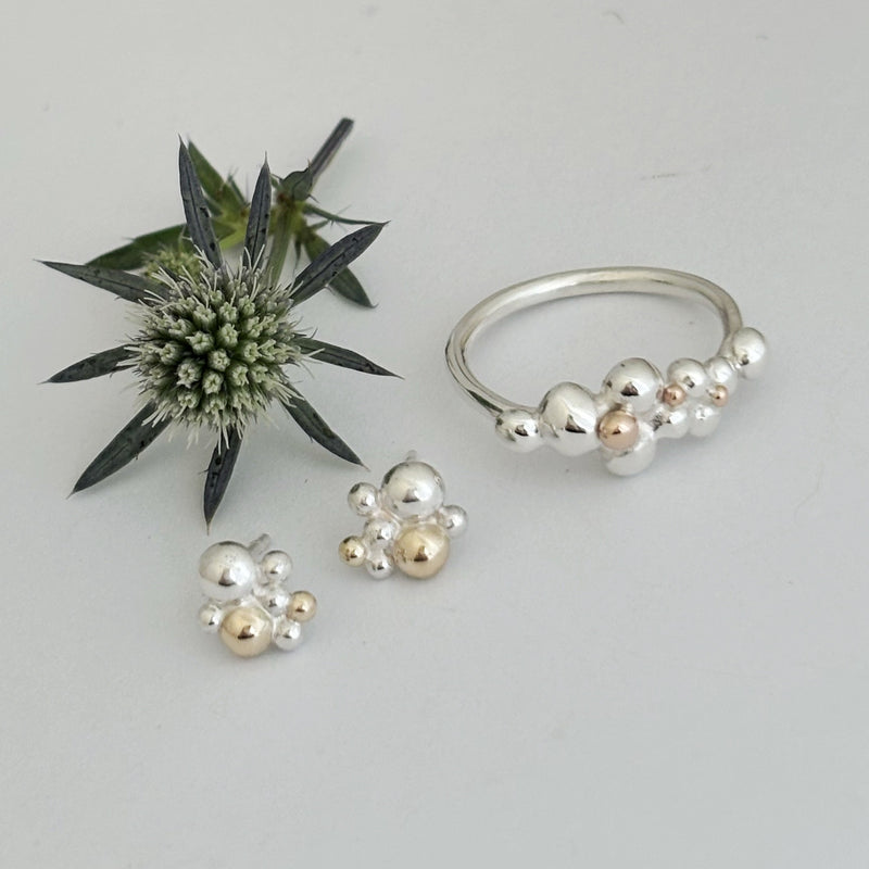 Lots of bubbles silver and gold Studs