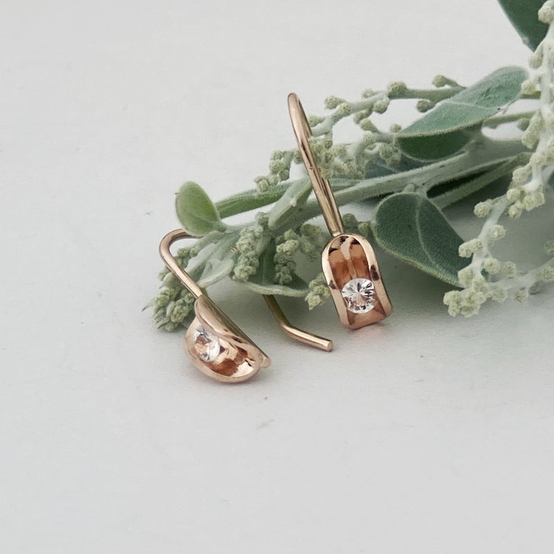 White Sapphire Rose Gold drop earrings