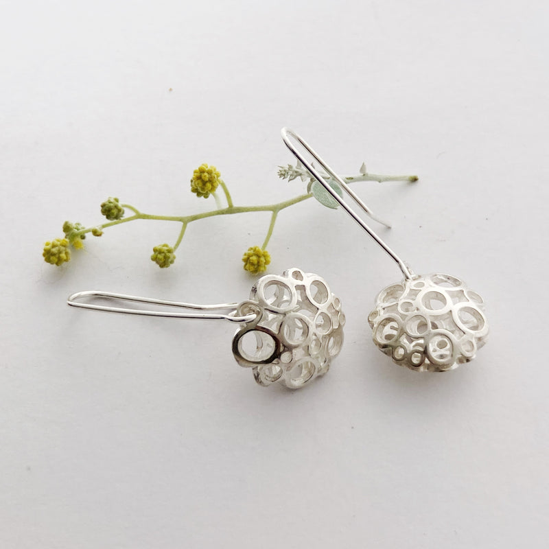 Large Flower Silver Drop Earrings – Pip Keane Design