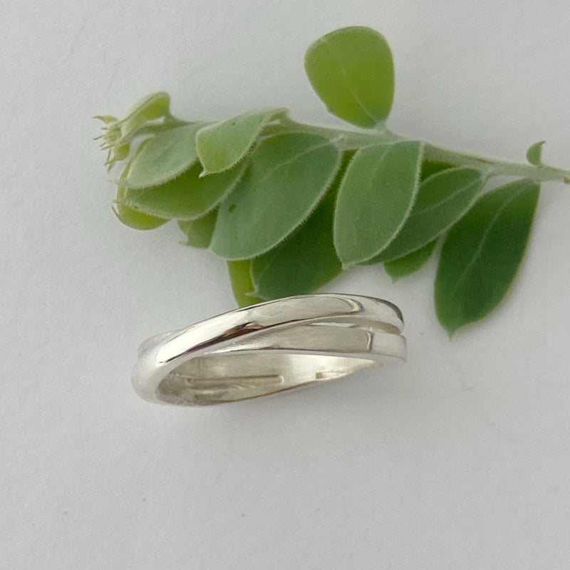 Sterling silver Wrapped high round ring