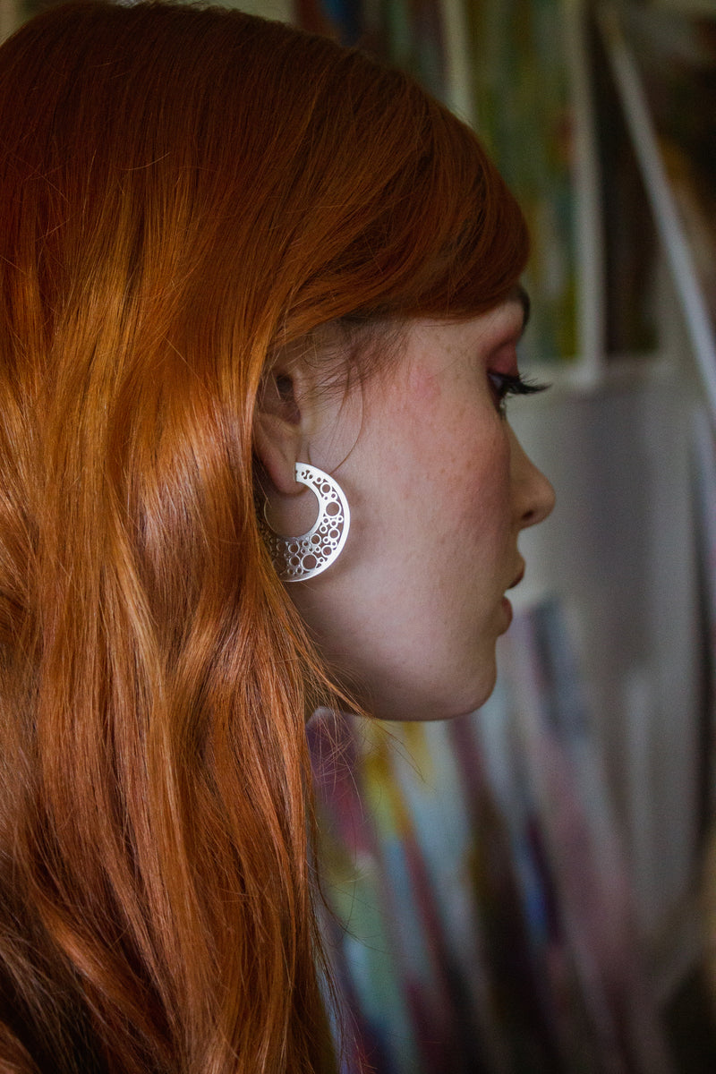Handmade sterling silver hoopla earrings