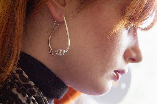 Large tear bubble sterling silver earrings