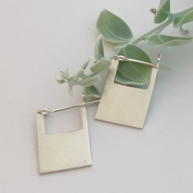 Square silver hoops