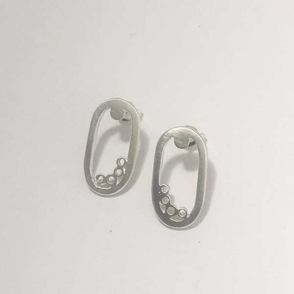 Sterling silver oval ring studs