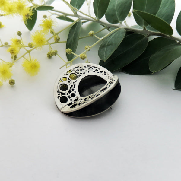 Double Hoopla Circle Sterling Silver Brooch