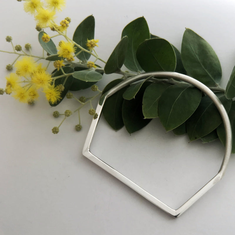 Squared off sterling silver bangle