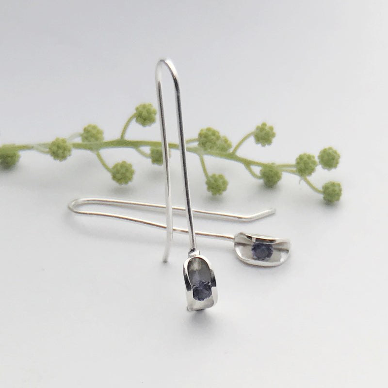 Iolite silver drop earrings