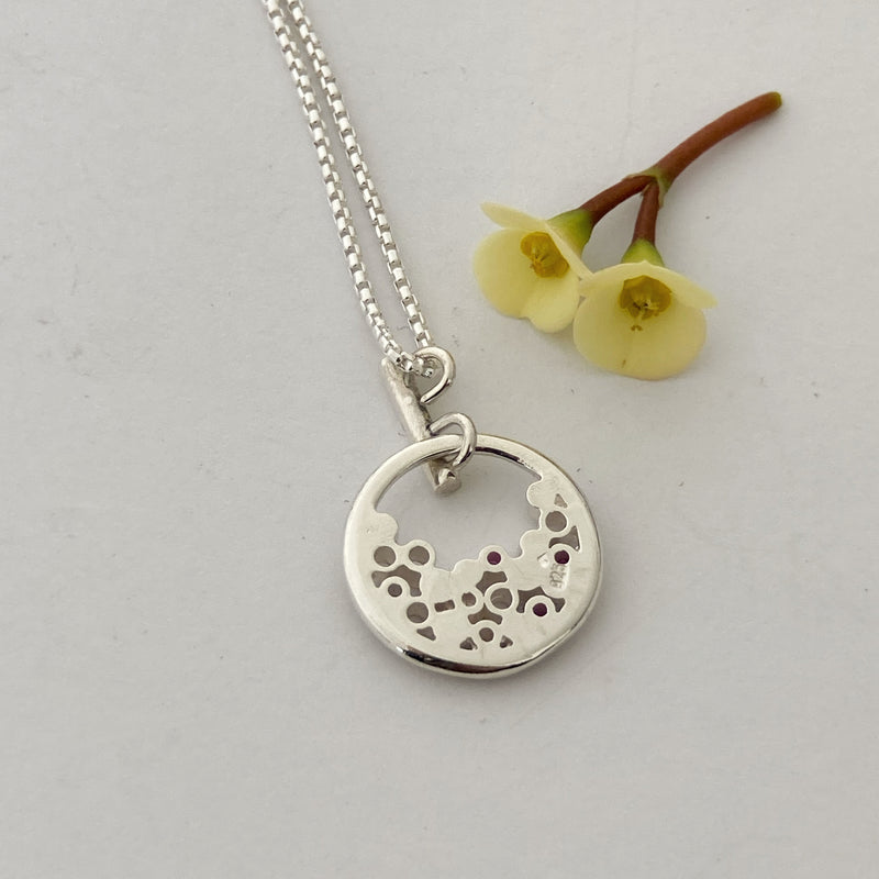 New Moon bar necklace with pink Sapphires