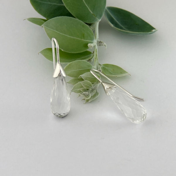 Rock Crystal drop tulip earrings