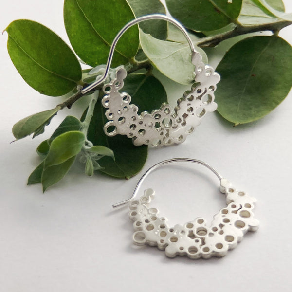 Large Holly Moon Silver Hoops