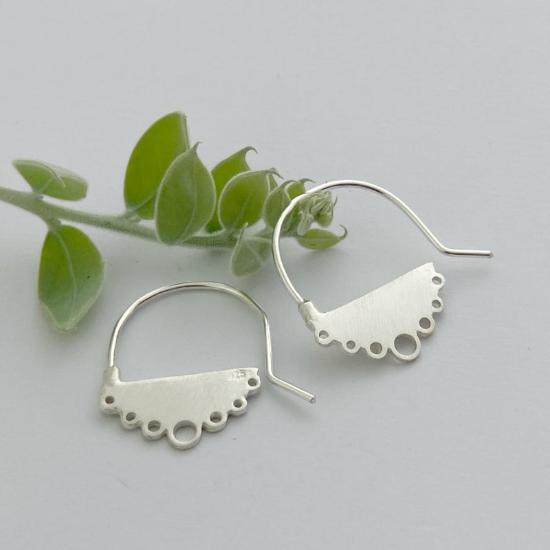 Small flat sterling silver cloud earrings