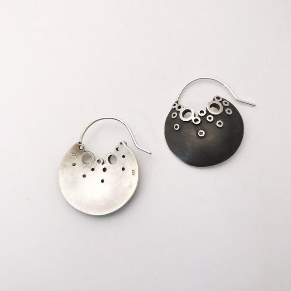 Large pocket of bubbles sterling silver earrings