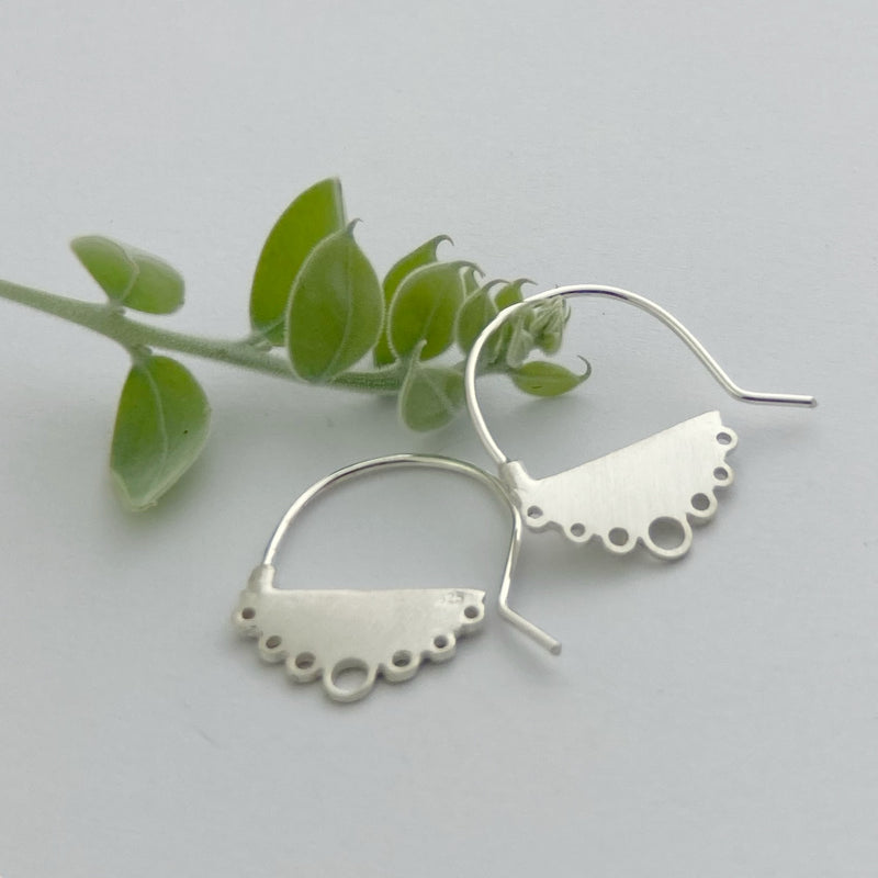 Small flat sterling silver cloud earrings