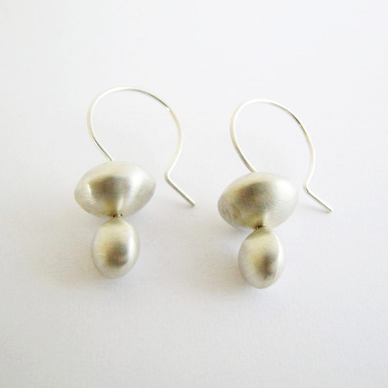 Pebble Silver Drop Earrings