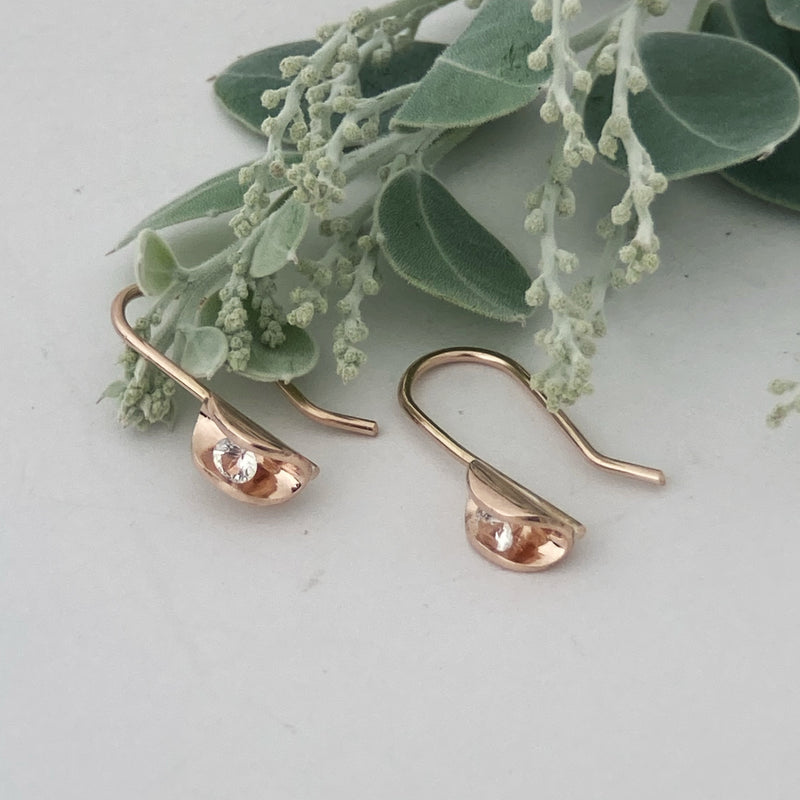 White Sapphire Rose Gold drop earrings