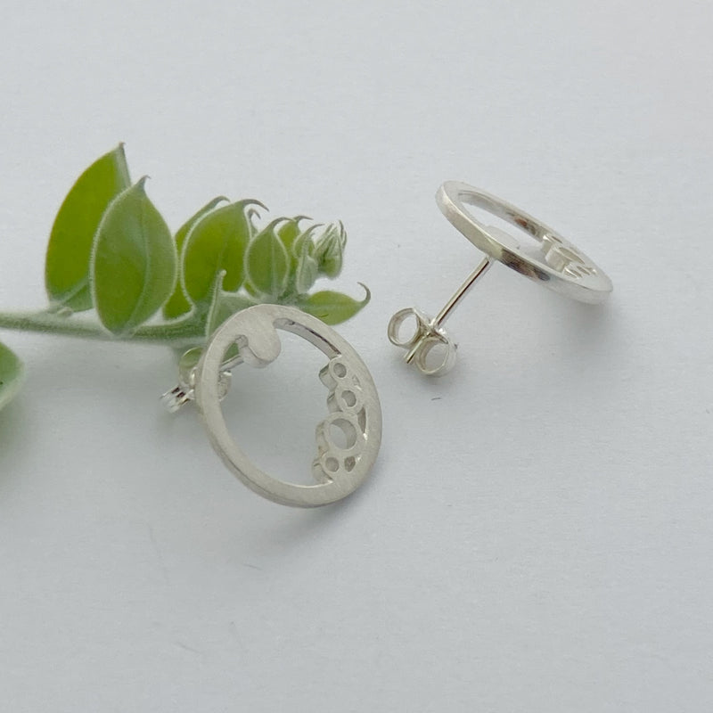 Sterling silver round ring studs