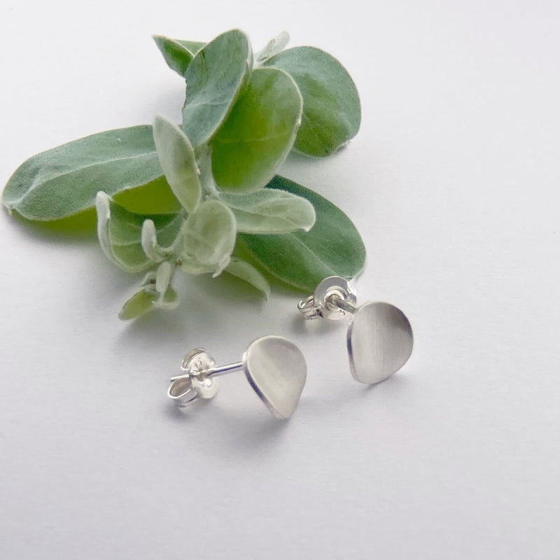 Small silver curved earrings