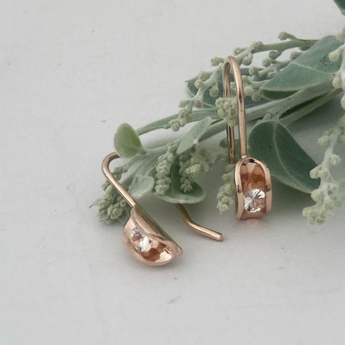 White Sapphire Rose Gold drop earrings - Pip Keane Design